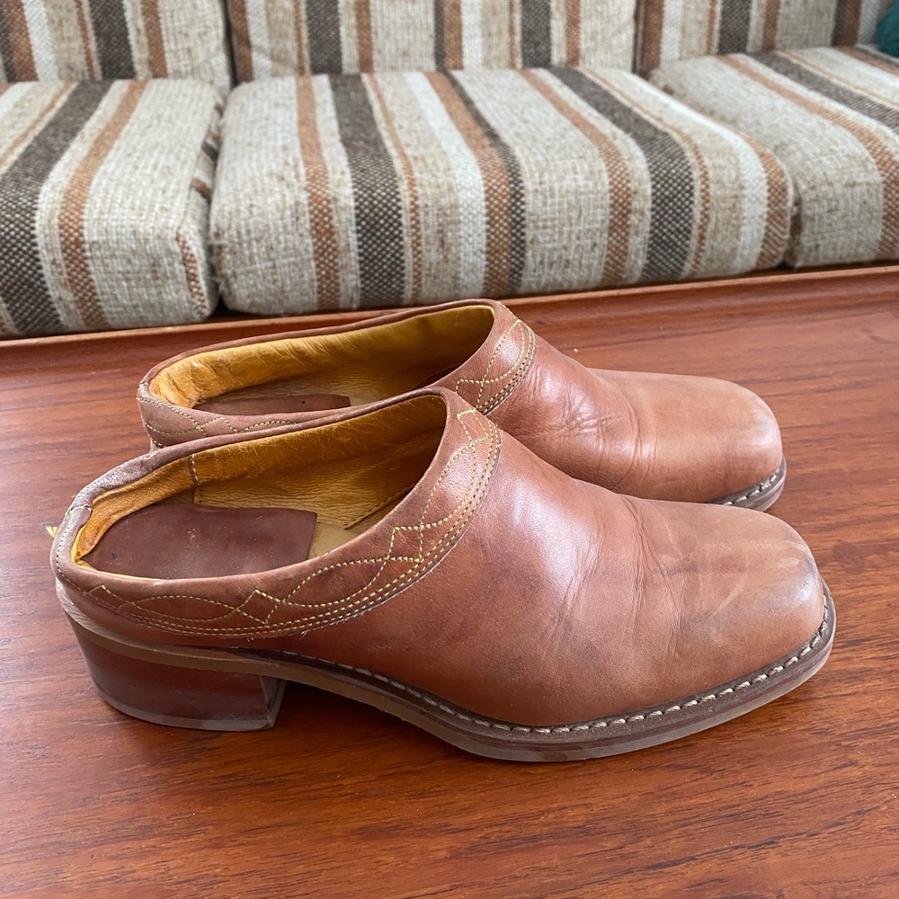 Frye Brown Leather Clogs